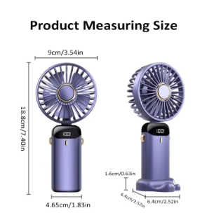 Mini Ventilateur Portable 5 Vitesses – Rechargable USB avec Écran & Support Téléphone